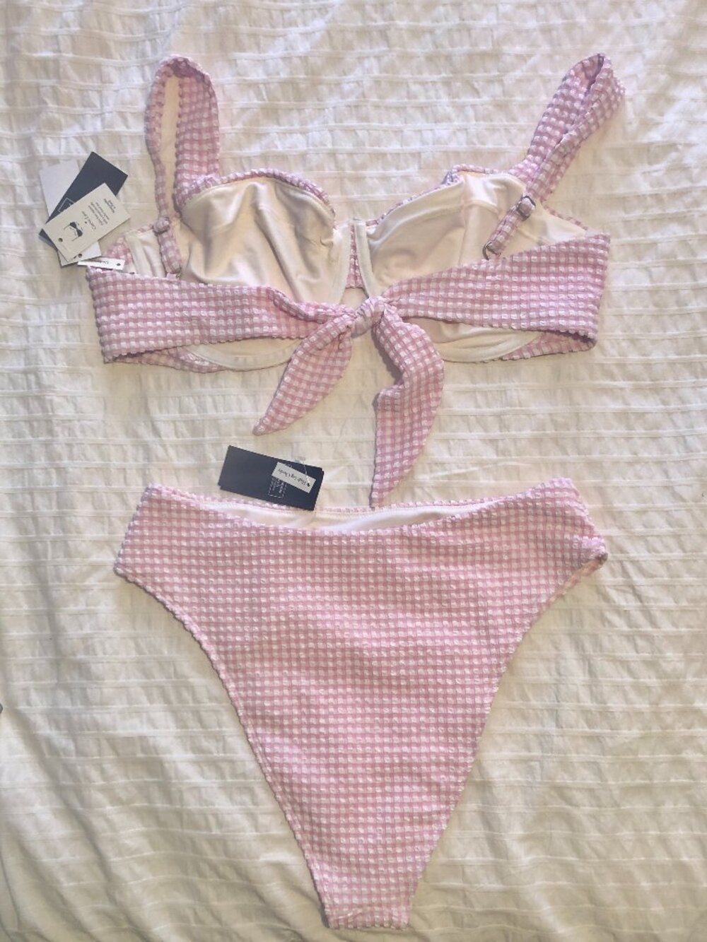 NWT Abercrombie & Fitch Pink Gingham Curve Love Bikini size Large - Picture 6 of 16